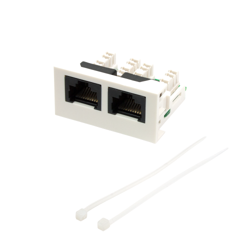 Вставка Mosaic 22.5x45 2xRJ45 Cat.5e, белая